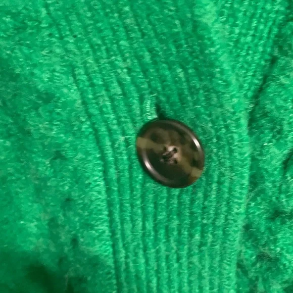 J. Crew Vibrant Green Cable Knit Cardigan wool blend - Picture 3 of 5